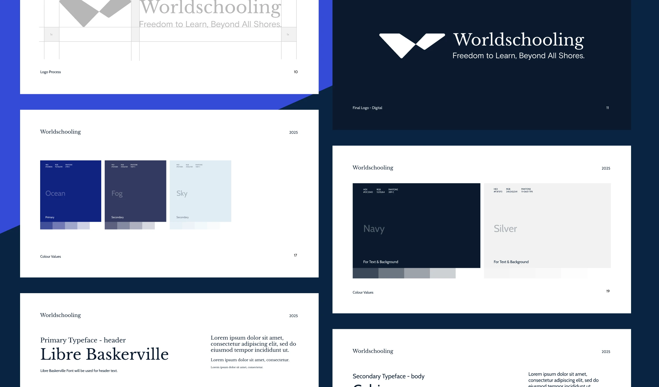 Worldschooling brand guidelines typography and colours