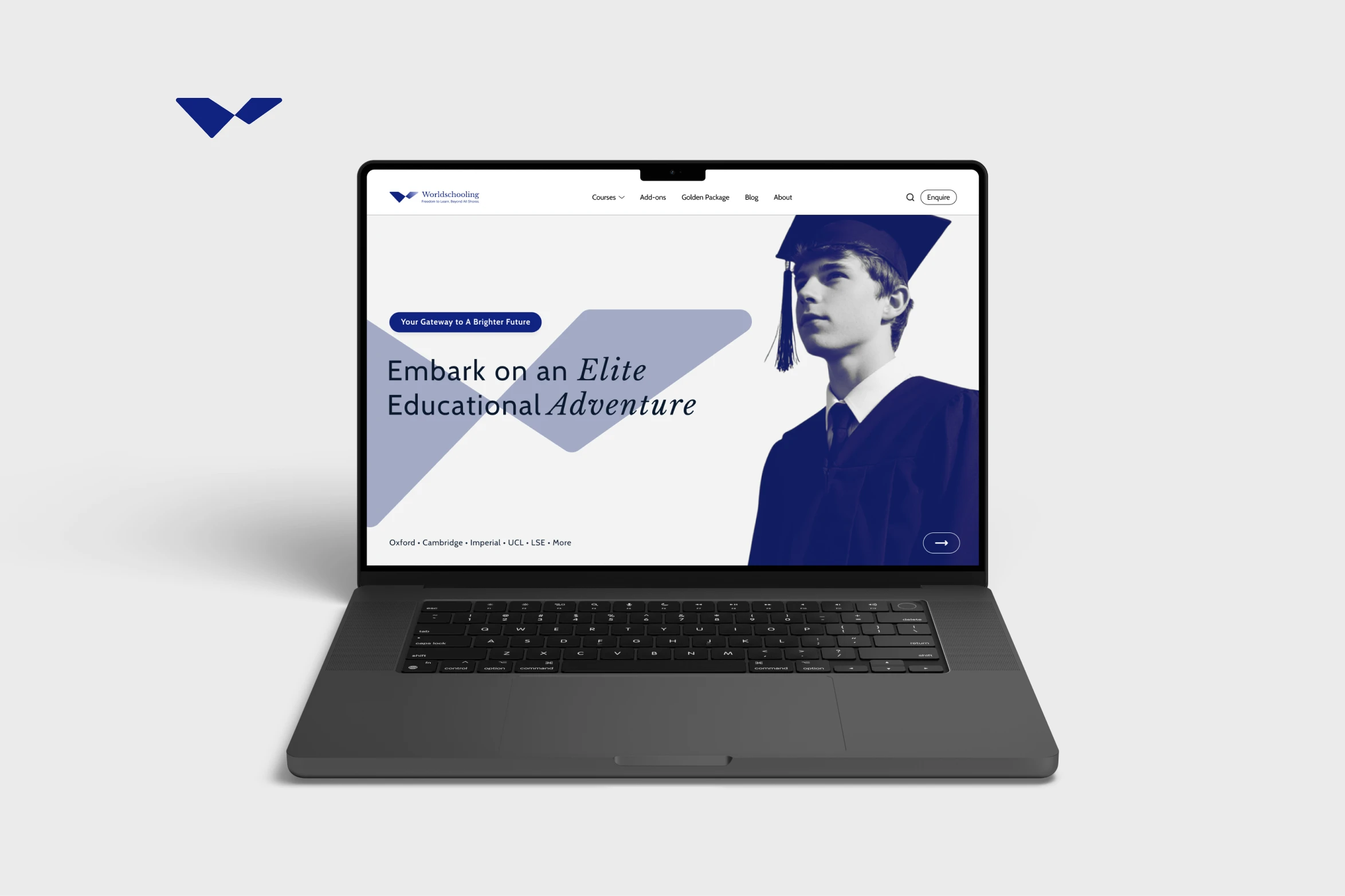 Worldschooling landing page laptop mockup
