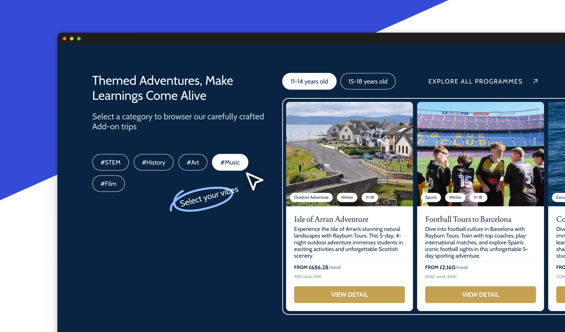 Worldschooling themed adventures carousel