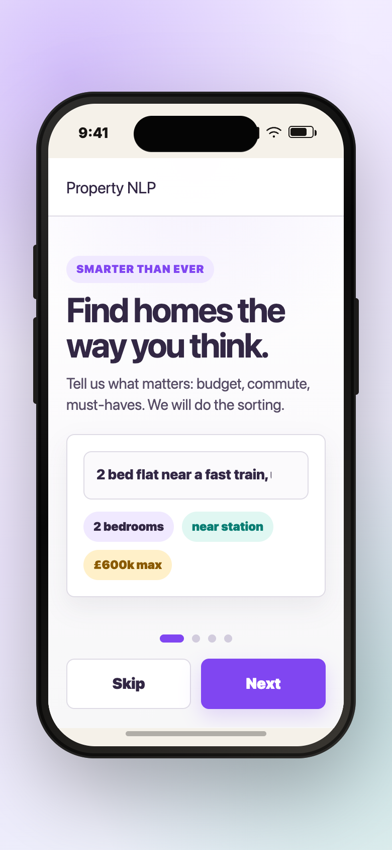 Mobile preview of explainable property search