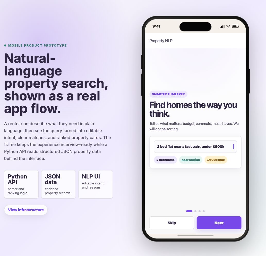 Property search demo showing editable filters and match reasons